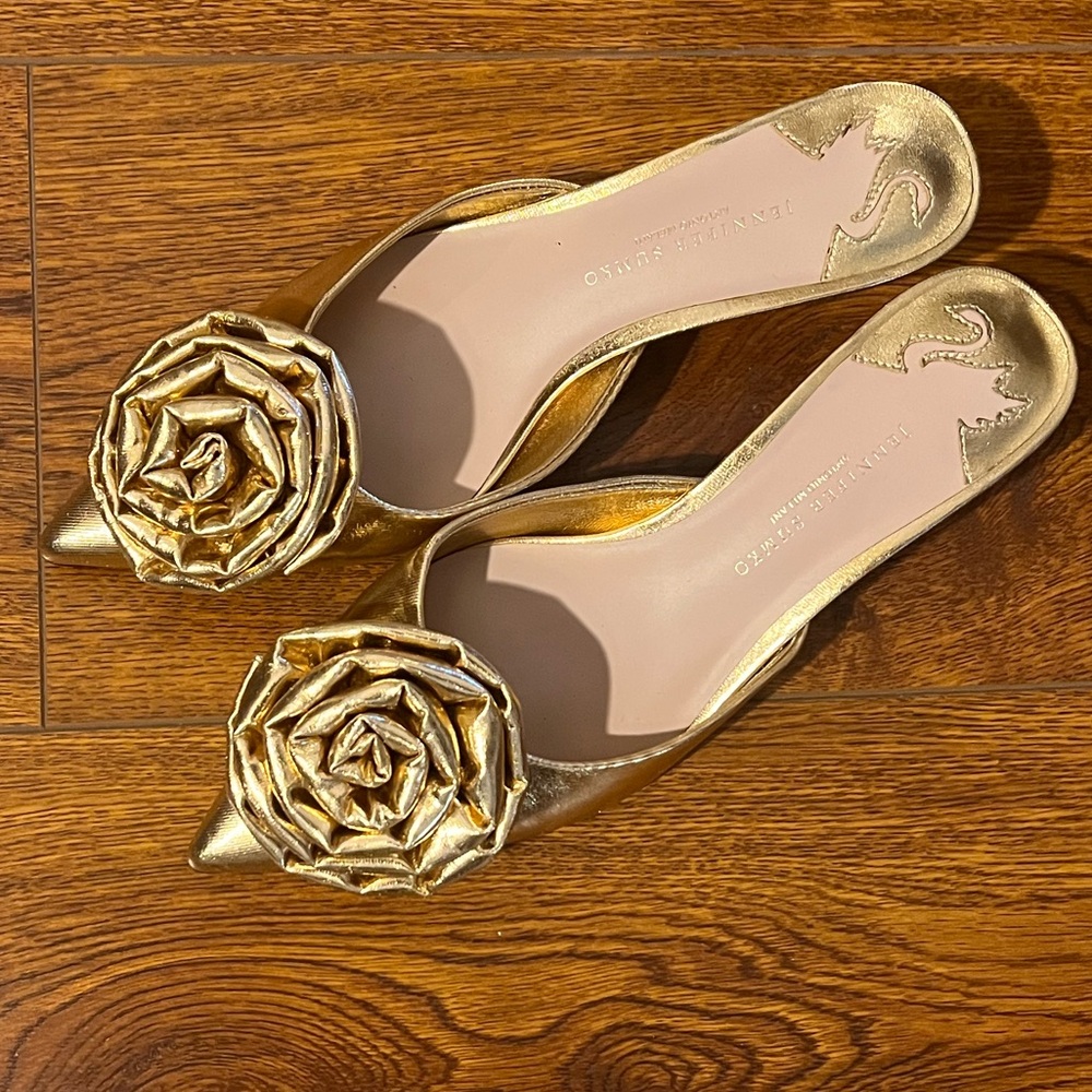 NWOB $129 Antonio Melani x Jennifer Sumko Jensy Metallic Flower Dress Mules - Picture 5 of 10